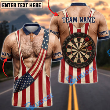 BlueJose Darts Body Sash Dartboard American Flag Mankini Personalized Name Shirt