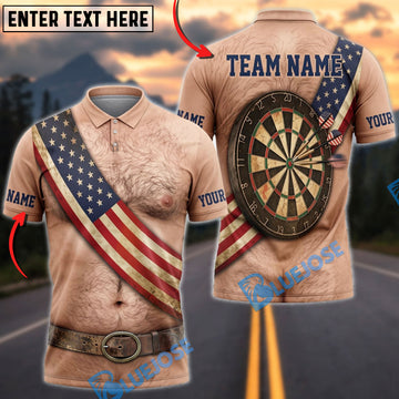 BlueJose Darts Cowboy Belt Body Dartboard American Flag Mankini Personalized Name Shirt