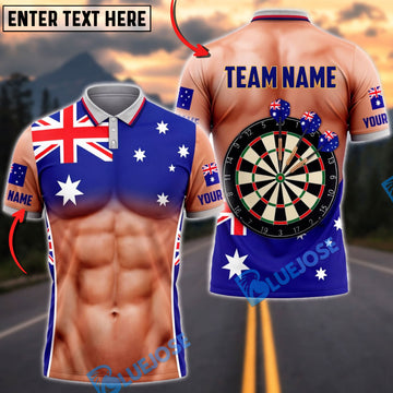 BlueJose Darts Funny Pale Body Dartboard Australia Flag Mankini Personalized Name Shirt