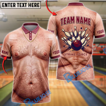 BlueJose Bowling Funny Pale Body Mankini Strike Force Customized Name, Team Name 3D Shirt
