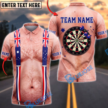 BlueJose Darts Funny Pale Body Suspenders Dartboard Australia Flag Mankini Personalized Name Shirt