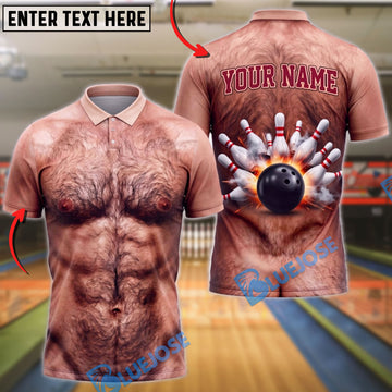 BlueJose Bowling Hairy Chest Body Mankini Strike Customized Name, Team Name 3D Shirt