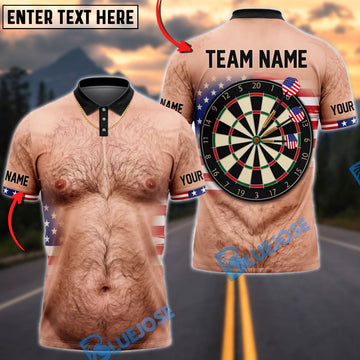 BlueJose Darts Funny Pale Body Dartboard American Flag Mankini Personalized Name Shirt