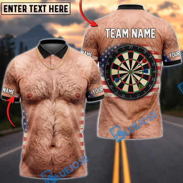 BlueJose Darts Funny Pale Body Black Collar Dartboard American Flag Mankini Personalized Name Shirt