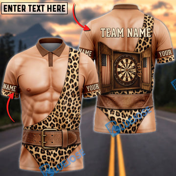 BlueJose Darts Leopard Print Bikini Body Dartboard Mankini Personalized Name Shirt