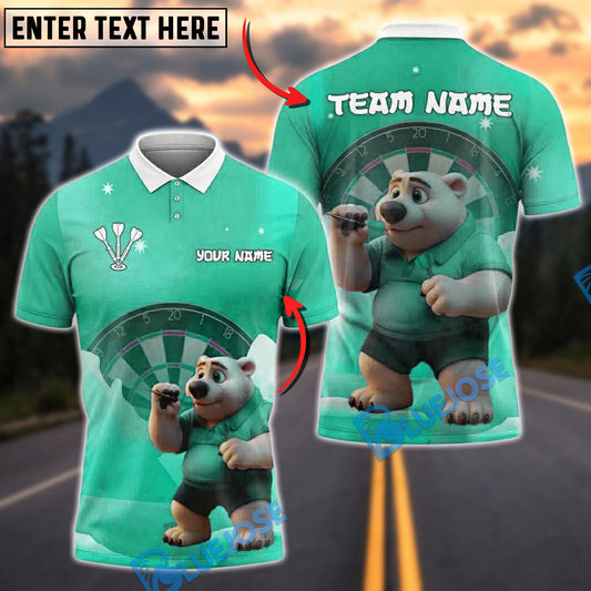 BlueJose Darts Polar Bear Customized Name, Team Name 3D Shirt (4 Colors)
