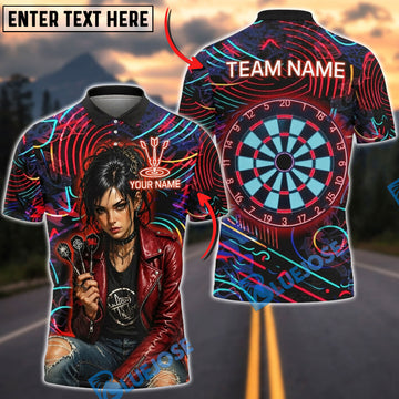 BlueJose Darts Rock Punk Girl Red Jacket Personalized Name Shirt