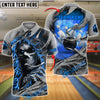 BlueJose Bowling Fire Skull Customized Name, Team Name 3D Shirt (4 Colors)