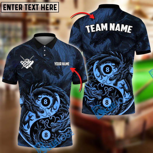 BlueJose Billiards Yin And Yang Ball 89 Dragon Personalized Name Shirt (4 Colors)