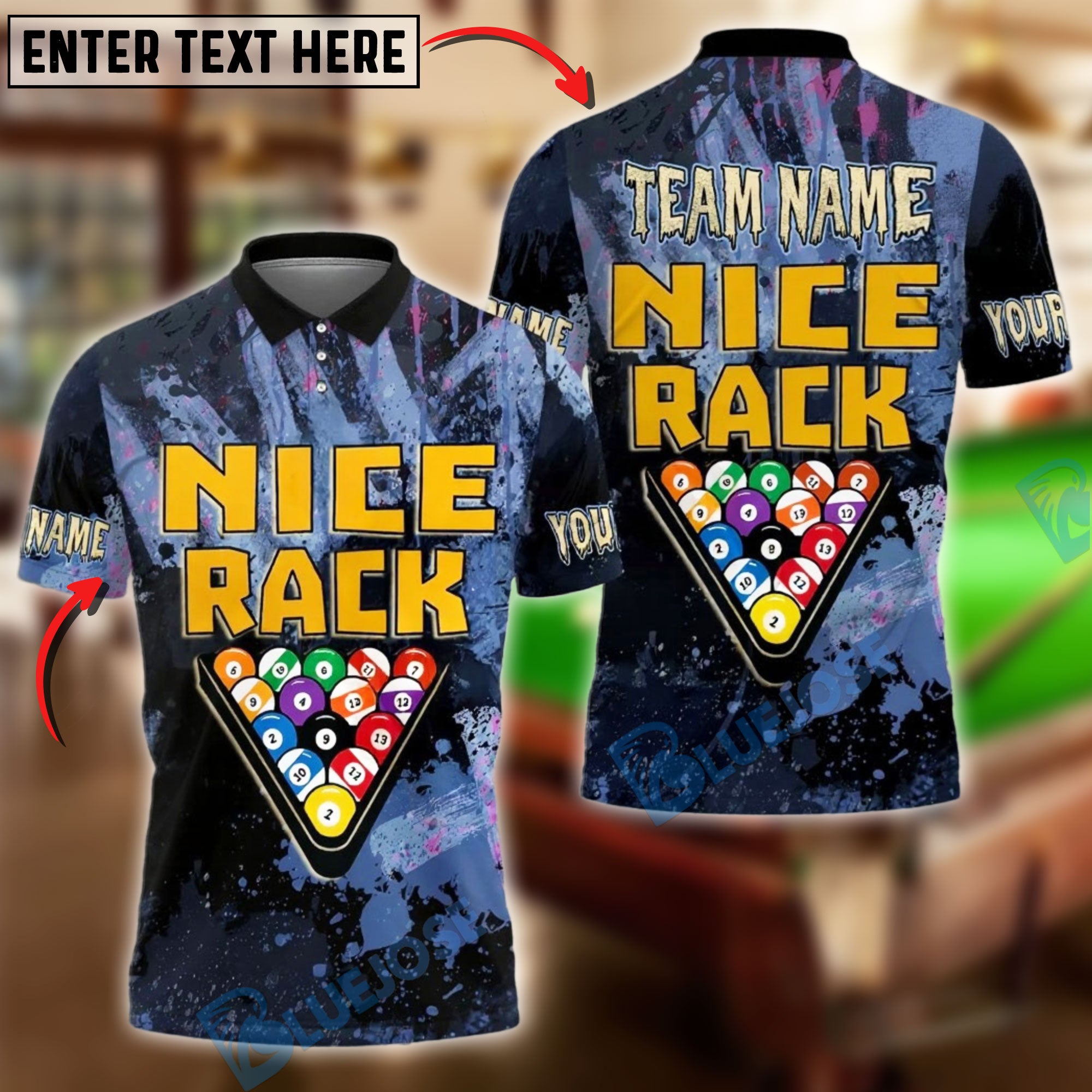 Running Racks Billards Team BlueJose Billiards Nice Rack Customized Name, Team Name 3D Shirt – Blue ...