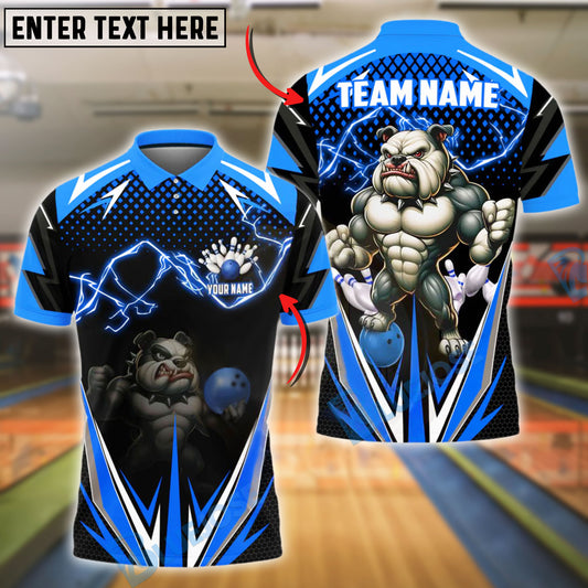 BlueJose Bowling Lightning Bulldog Customized Name, Team Name 3D Shirt (4 Colors)