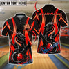 BlueJose Bowling And Pins Dragon Landing On Ball Customized Name, Team Name 3D Shirt (4 Colors)