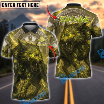 BlueJose Darts Nordic Wolf Runes Thunder Theme Multicolor Options Personalized Name Shirt (4 Colors)