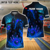 BlueJose Bowling And Pins Fiery Cowboy Skeleton Ghost Rider Style Customized Name 3D Shirt (4 Colors)
