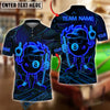 BlueJose Billiards 8 Ball Pool Neon Fire Personalized Name Shirt (4 Colors)