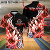 BlueJose Bowling And Pins Dynamic Electric Lightning Ice Splash Artwork Customized Name, Team Name 3D Shirt (4 Colors)
