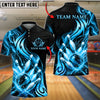 BlueJose Bowling And Pins Royal Tribal Swirl Energy Splash Artwork Customized Name, Team Name 3D Shirt (6 Colors)