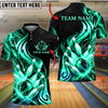BlueJose Bowling And Pins Royal Tribal Swirl Energy Splash Artwork Customized Name, Team Name 3D Shirt (6 Colors)