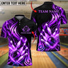 BlueJose Bowling And Pins Royal Tribal Swirl Energy Splash Artwork Customized Name, Team Name 3D Shirt (6 Colors)
