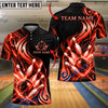 BlueJose Bowling And Pins Royal Tribal Swirl Energy Splash Artwork Customized Name, Team Name 3D Shirt (6 Colors)