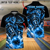 BlueJose Bowling And Pins Golden Knight Warrior Crown Pins Explosion Artwork Customized Name, Team Name 3D Shirt (6 Colors)