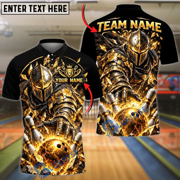 BlueJose Bowling And Pins Dark Knight Warrior Heavy Armor Pins Strike Artwork Customized Name, Team Name 3D Shirt (6 Colors)