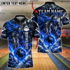 BlueJose Bowling And Pins Fiery Hell Knight Warrior Flame Pins Strike Artwork Customized Name, Team Name 3D Shirt (4 Colors)