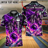 BlueJose Bowling And Pins Fiery Hell Knight Warrior Flame Pins Strike Artwork Customized Name, Team Name 3D Shirt (4 Colors)