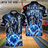 BlueJose Bowling And Pins Frost Ice Knight Warrior Lightning Pins Strike Artwork Customized Name, Team Name 3D Shirt (4 Colors)