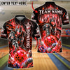 BlueJose Bowling And Pins Frost Ice Knight Warrior Lightning Pins Strike Artwork Customized Name, Team Name 3D Shirt (4 Colors)