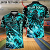 BlueJose Bowling And Pins Japanese Samurai Warrior Katana Sword Pins Strike Artwork Customized Name, Team Name 3D Shirt (4 Colors)