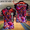 BlueJose Bowling And Pins Cyberpunk Neon Samurai Warrior Japanese Pagoda Pins Strike Artwork Customized Name, Team Name 3D Shirt (4 Colors)