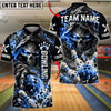 BlueJose Bowling And Pins Evil Grim Reaper Skull Toxic Smoke Pins Strike Artwork Customized Name, Team Name 3D Shirt (4 Colors)