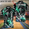 BlueJose Bowling And Pins Evil Grim Reaper Skull Toxic Smoke Pins Strike Artwork Customized Name, Team Name 3D Shirt (4 Colors)
