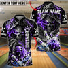 BlueJose Bowling And Pins Evil Grim Reaper Skull Toxic Smoke Pins Strike Artwork Customized Name, Team Name 3D Shirt (4 Colors)
