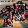 BlueJose Bowling And Pins Evil Grim Reaper Skull Toxic Smoke Pins Strike Artwork Customized Name, Team Name 3D Shirt (4 Colors)