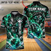 BlueJose Bowling And Pins Hooded Skull Reaper Energy Aura Pins Explosion Artwork Customized Name, Team Name 3D Shirt (4 Colors)