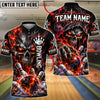 BlueJose Bowling And Pins Hooded Skull Reaper Energy Aura Pins Explosion Artwork Customized Name, Team Name 3D Shirt (4 Colors)