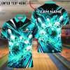BlueJose Bowling And Pins Fiery Fire Flame Explosion Pins Strike Artwork Customized Name, Team Name 3D Shirt (4 Colors)
