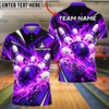 BlueJose Bowling And Pins Fiery Fire Flame Explosion Pins Strike Artwork Customized Name, Team Name 3D Shirt (4 Colors)