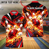 BlueJose Bowling And Pins Fiery Fire Flame Explosion Pins Strike Artwork Customized Name, Team Name 3D Shirt (4 Colors)