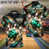 BlueJose Bowling And Pins Metallic Dynamic Curved Waves Energy Motion Pins Strike Artwork Customized Name, Team Name 3D Shirt (4 Colors)