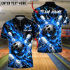 BlueJose Bowling And Pins Evil Skull Fiery Inferno Flame Pins Strike Artwork Customized Name, Team Name 3D Shirt (4 Colors)
