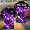 BlueJose Bowling And Pins Evil Skull Fiery Inferno Flame Pins Strike Artwork Customized Name, Team Name 3D Shirt (4 Colors)