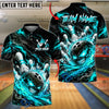 BlueJose Bowling And Pins  Fiery Monster Skull Swirling Ember Pins Strike Artwork Customized Name, Team Name 3D Shirt (4 Colors)