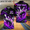 BlueJose Bowling And Pins  Fiery Monster Skull Swirling Ember Pins Strike Artwork Customized Name, Team Name 3D Shirt (4 Colors)