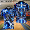 BlueJose Bowling And Pins Futuristic Cyber Gate Neon Energy Portal Pins Strike Artwork Customized Name, Team Name 3D Shirt (4 Colors)