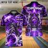 BlueJose Bowling And Pins Futuristic Cyber Gate Neon Energy Portal Pins Strike Artwork Customized Name, Team Name 3D Shirt (4 Colors)