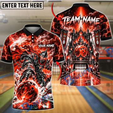 BlueJose Bowling And Pins Futuristic Cyber Gate Neon Energy Portal Pins Strike Artwork Customized Name, Team Name 3D Shirt (4 Colors)