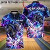 BlueJose Bowling And Pins Armored Knight Horse Galaxy Cosmic Energy Lightning Pins Strike Artwork Customized Name, Team Name 3D Shirt (4 Colors)